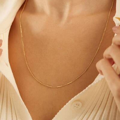 Toplu Ve Borulu Altın Kolye - 1