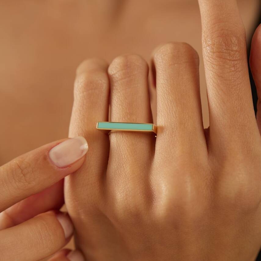 Turkuaz Mineli Altın Yüzük - Semih Haşhaş Kuyumculuk