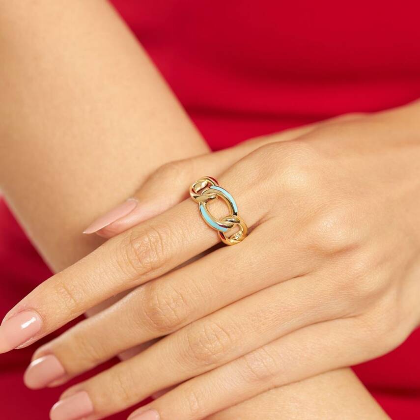 Turkuaz Mineli Gurmet CETAŞ Altın Yüzük - CETAŞ