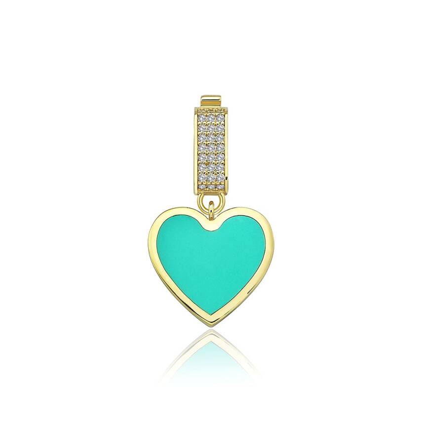 Turkuaz Mineli Kalp Charm - Semih Haşhaş Kuyumculuk (1)