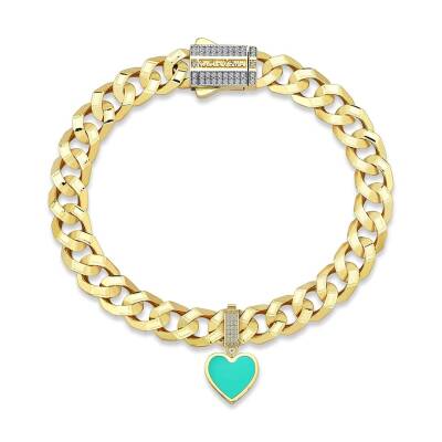 Turkuaz Mineli Kalp Charm - 3