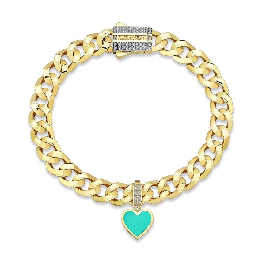 Turkuaz Mineli Kalp Charm - 3