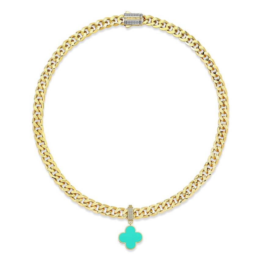 Turkuaz Mineli Yonca Charm - 3