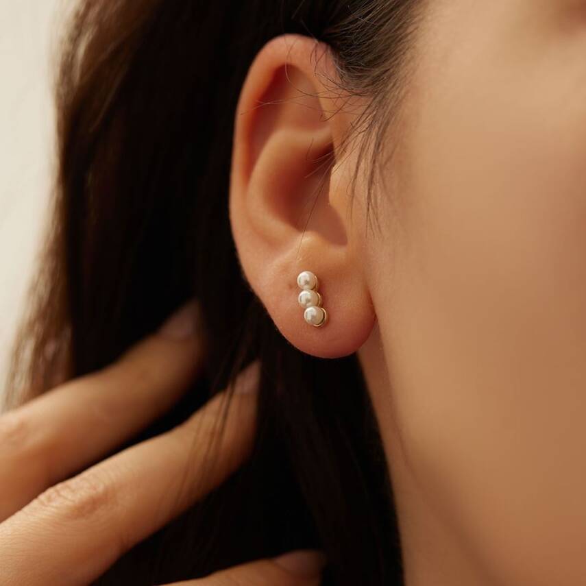 Üç İnci Dizili Altın Küpe - Semih Haşhaş Kuyumculuk (1)