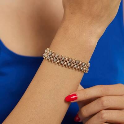 Üç Renk Dorika Toplu Altın Bileklik - 1