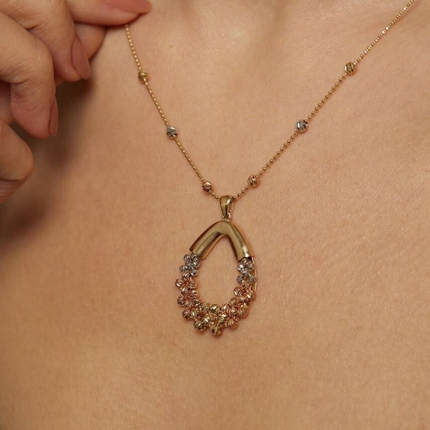 Üç Renk Dorikalı Damla Altın Kolye - Semih Haşhaş Kuyumculuk