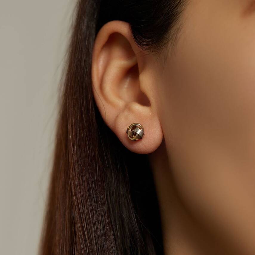 Üç Renkli Düğüm Altın Küpe - Semih Haşhaş Kuyumculuk