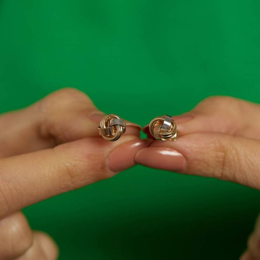 Üç Renkli Düğüm Altın Küpe - Semih Haşhaş Kuyumculuk (1)