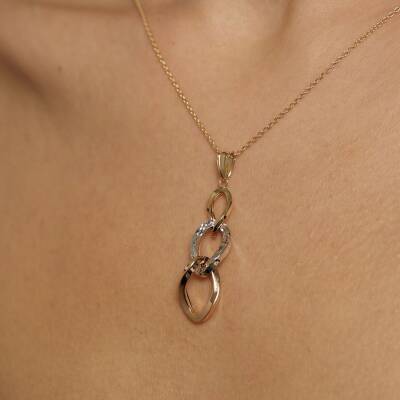 Üç Renkli Halka Altın Kolye - 2