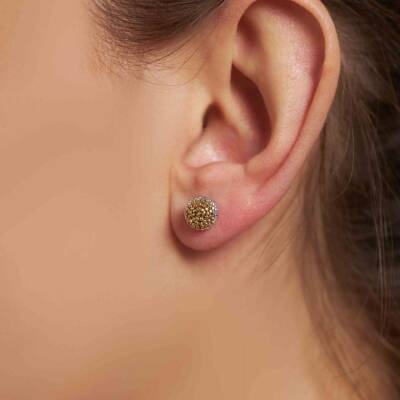 Üç Renkli Toplu Altın Küpe - 1