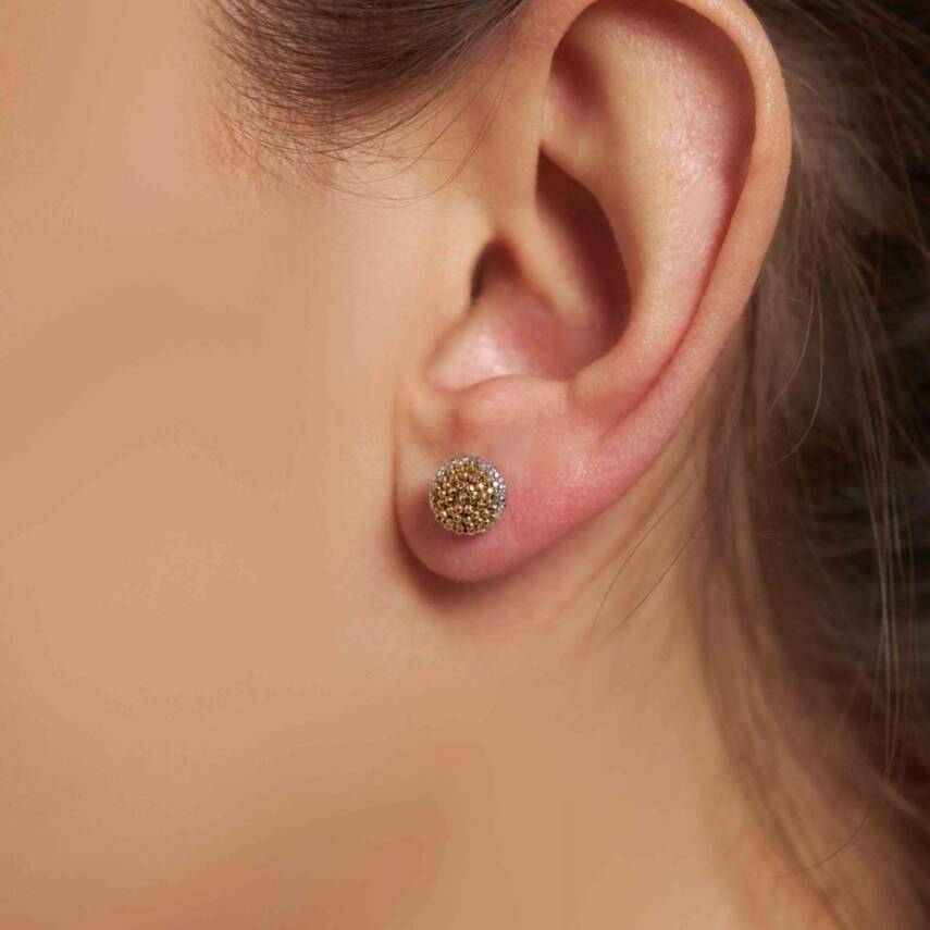 Üç Renkli Toplu Altın Küpe - Semih Haşhaş Kuyumculuk