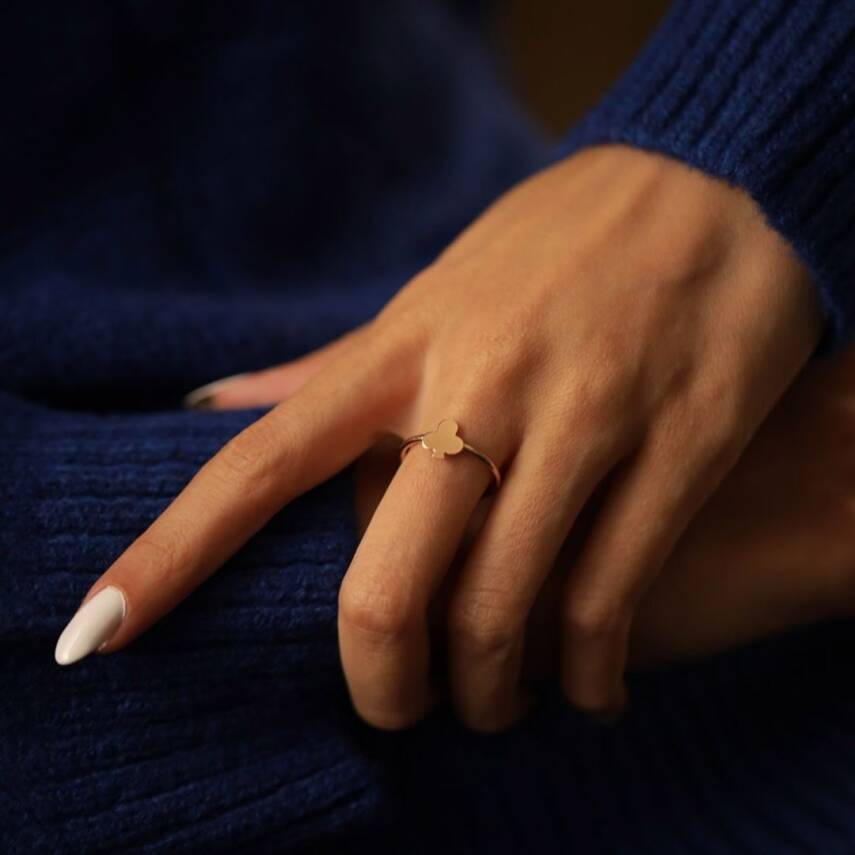 Üç Yapraklı Plaka Yonca Altın Yüzük - Semih Haşhaş Kuyumculuk