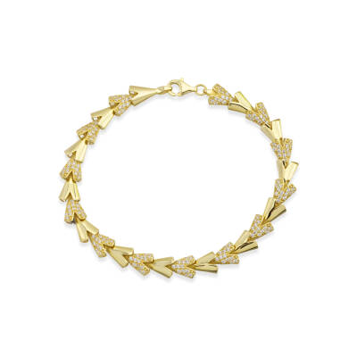 Üçgen V Taşlı Altın Bileklik - 1