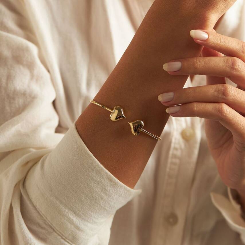 Uçları Kalpli Altın Bilezik - 1