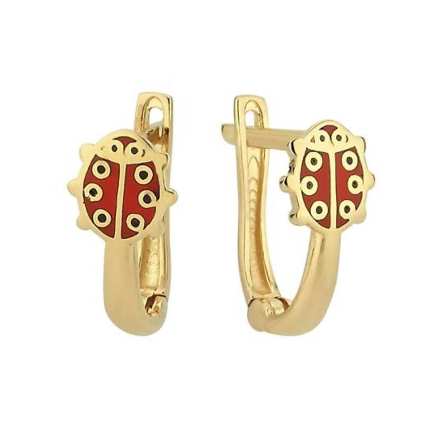 Uğur Böceği Figürlü Altın Çocuk Küpesi - Semih Haşhaş Kuyumculuk