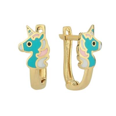 Unicorn Figürlü Altın Çocuk Küpesi - 1
