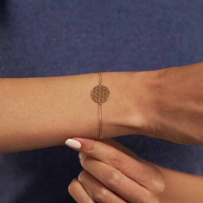 Yaşam Çiçeği Minimal Altın Bileklik - 1
