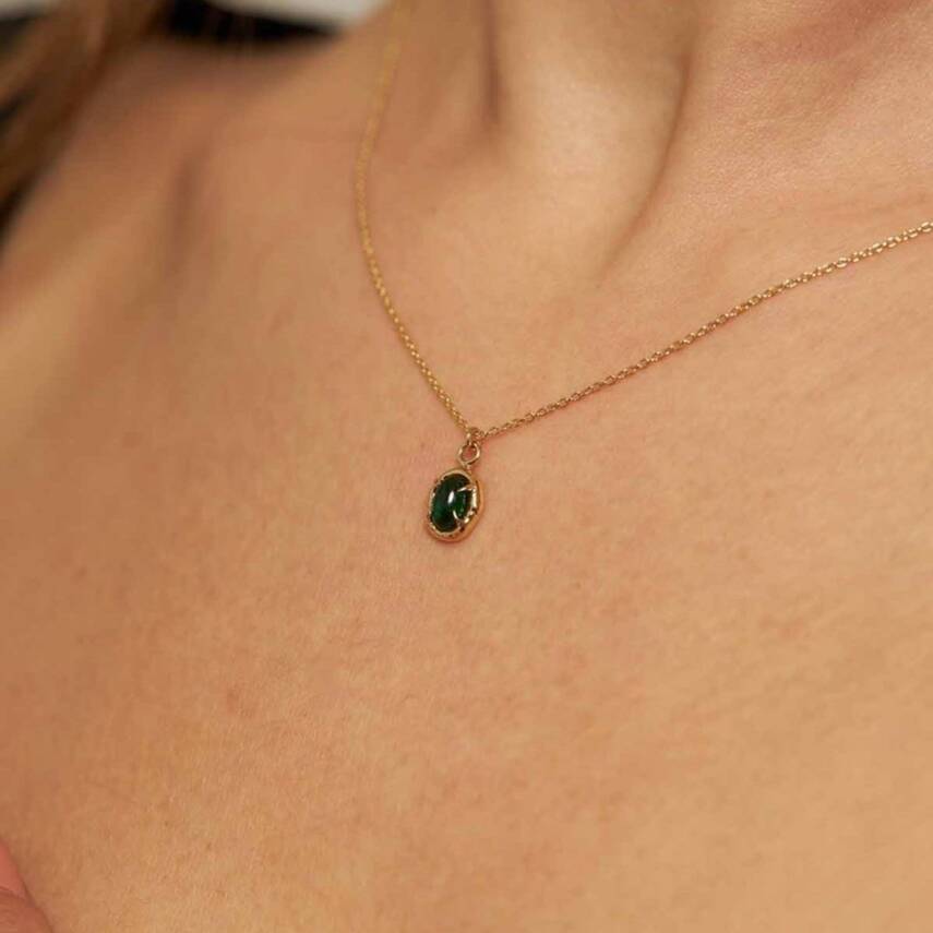 Yeşil Taşlı Altın Kolye - Semih Haşhaş Kuyumculuk