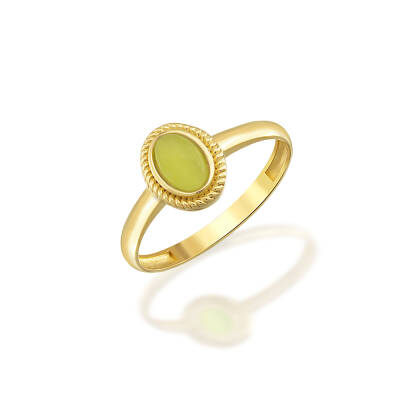 Yeşil Taşlı Altın Yüzük - 1
