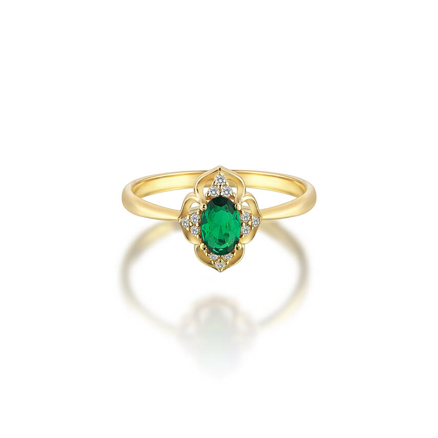 Yeşil Taşlı Oval Kesim Altın Yüzük - Semih Haşhaş Kuyumculuk