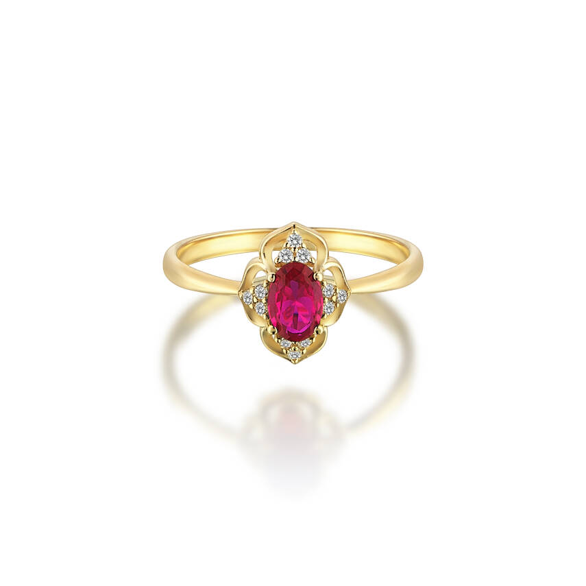 Pembe Taşlı Oval Kesim Altın Yüzük - Semih Haşhaş Kuyumculuk