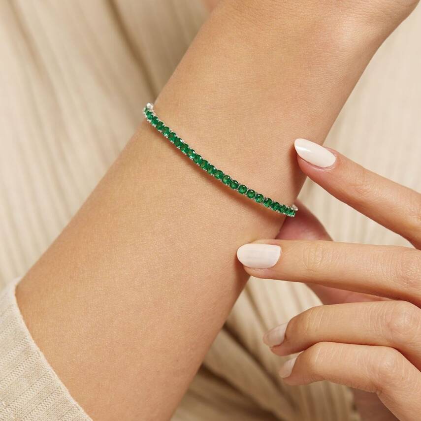 Yeşil Taşlı Su Yolu Altın Bileklik - Semih Haşhaş Kuyumculuk