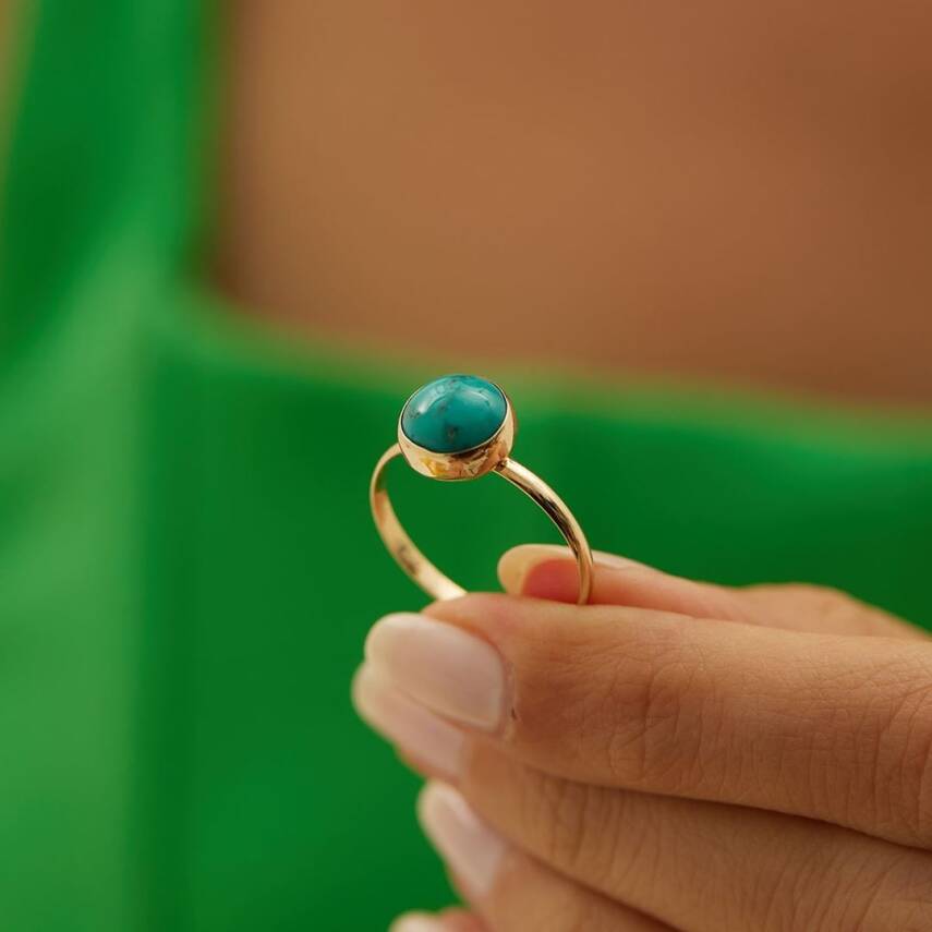 Yeşil Taşlı Yuvarlak Altın Yüzük - Semih Haşhaş Kuyumculuk (1)