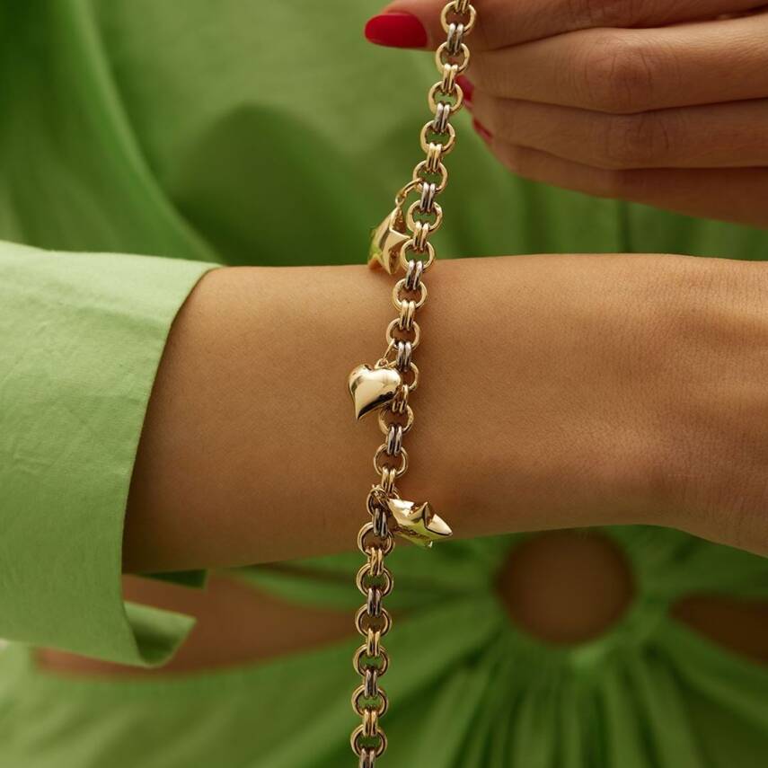 Yıldız &Kalp Sallantılı Altın Doç Zincir Bileklik - Semih Haşhaş Kuyumculuk