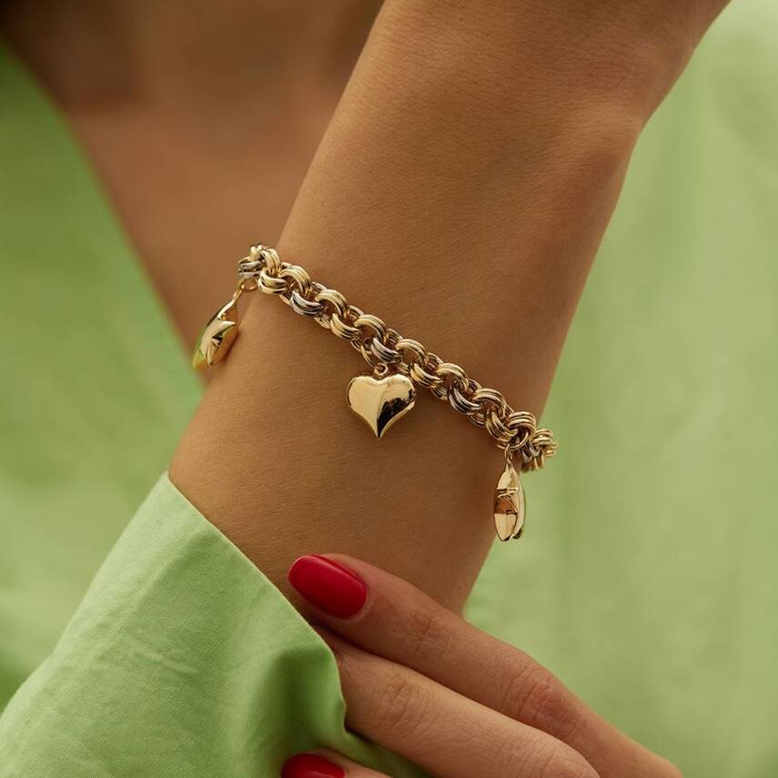 Yıldız &Kalp Sallantılı Altın Doç Zincir Bileklik - Semih Haşhaş Kuyumculuk (1)