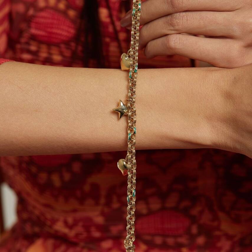 Yıldız & Kalp Sallantılı Mineli Altın Bileklik - Semih Haşhaş Kuyumculuk