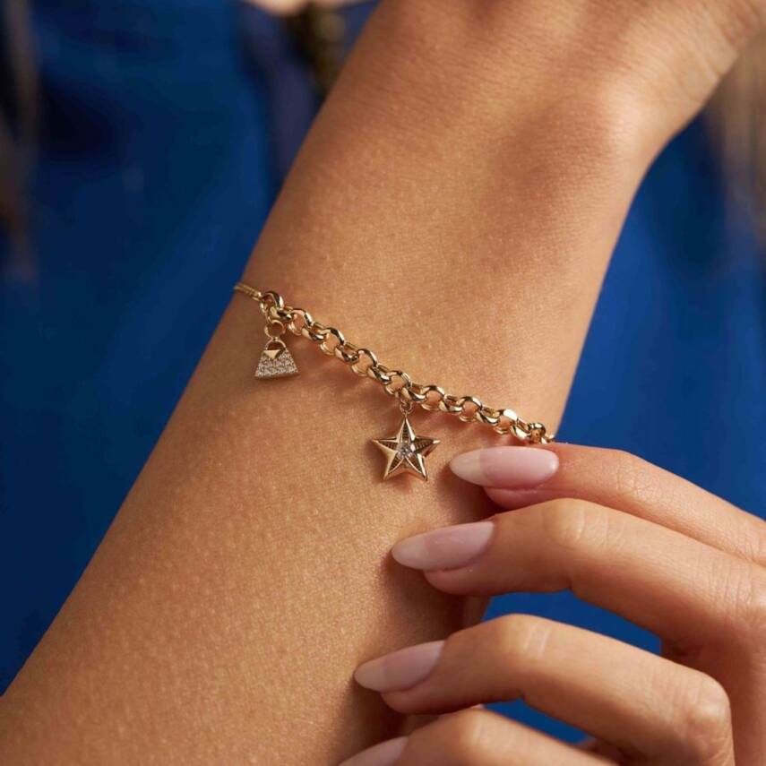 Yıldız Ve Çanta Figürlü Şans Altın Bileklik - Semih Haşhaş Kuyumculuk