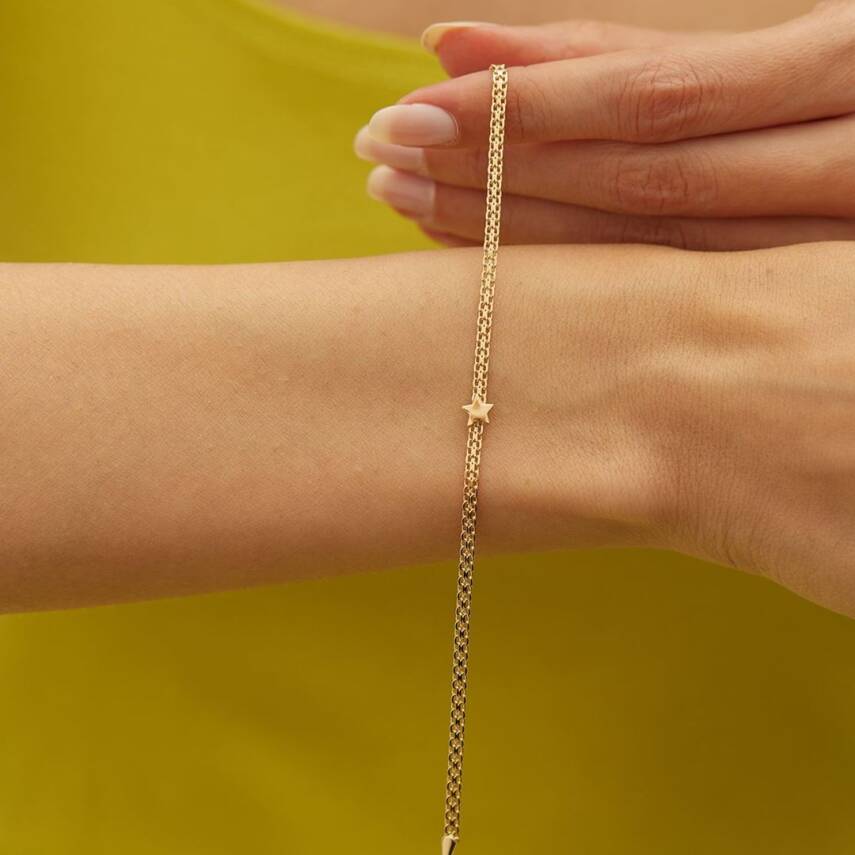 Yıldızlı Bismark Zincir Altın Bileklik - Semih Haşhaş Kuyumculuk