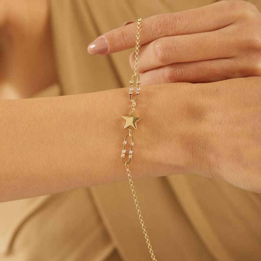 Yıldızlı Ve Dorika Top Detaylı Altın Bileklik - Semih Haşhaş Kuyumculuk