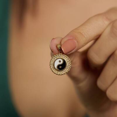 Ying Yang Figürlü Altın Kolye Ucu - 1