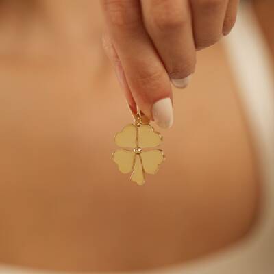 Yonca Altın Kolye Ucu - 1