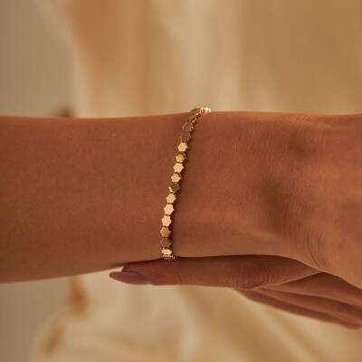 Yonca Plaka Altın Bileklik - 1