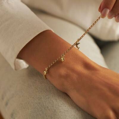 Yunus Balığı Ve Deniz Kabuklu Altın Bileklik - 1