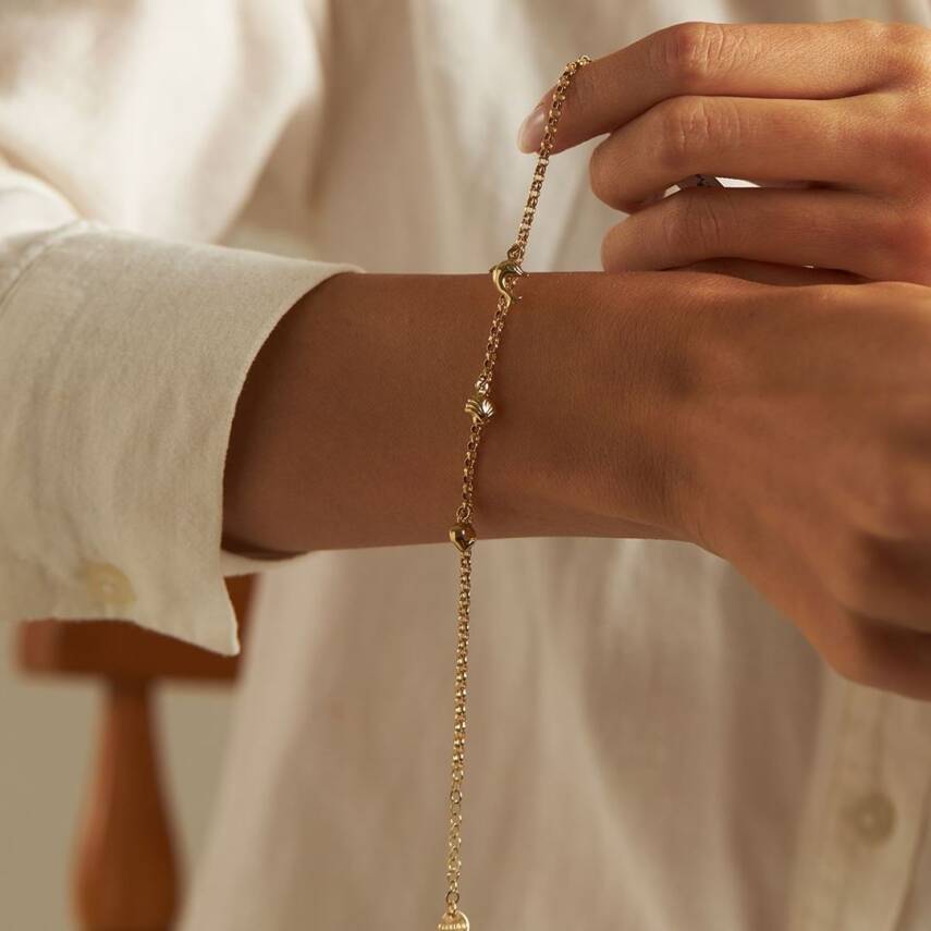 Yunus Balığı Ve Deniz Kabuklu Altın Bileklik - 3