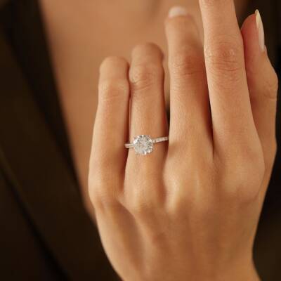 Yuvarlak Baget Beyaz Altın Yüzük - 1