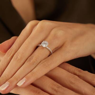 Yuvarlak Baget Beyaz Altın Yüzük - 2