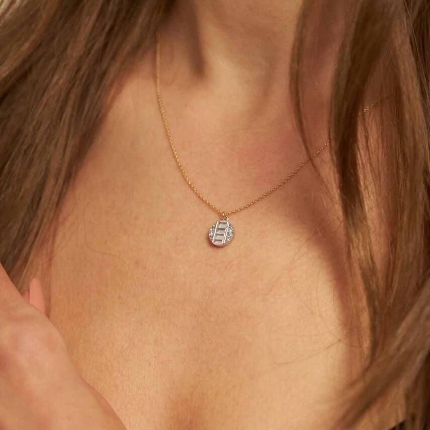 Yuvarlak Baget Taşlı Altın Kolye - Semih Haşhaş Kuyumculuk