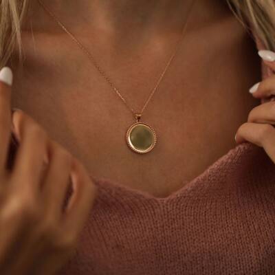 Yuvarlak Plaka Altın Kolye - 1