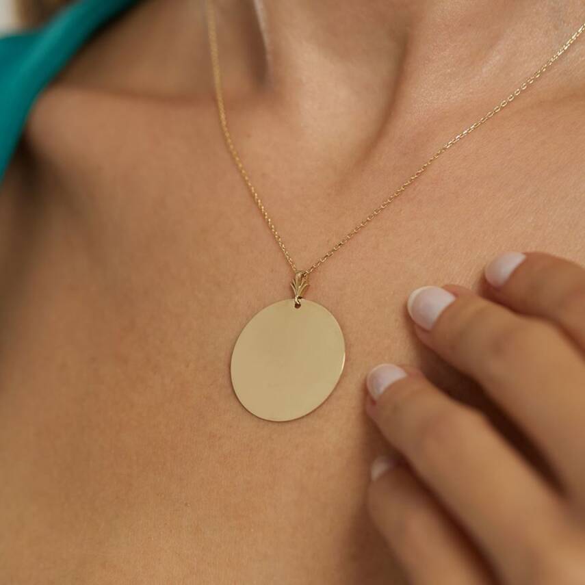 Yuvarlak Plaka Altın Kolye - Semih Haşhaş Kuyumculuk