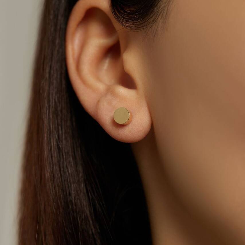 Yuvarlak Plaka Altın Küpe - Semih Haşhaş Kuyumculuk