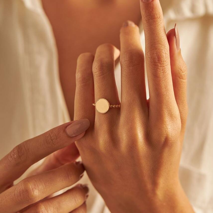 Yuvarlak Plaka Altın Yüzük - Semih Haşhaş Kuyumculuk