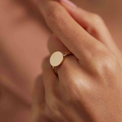 Yuvarlak Plaka Altın Yüzük - 1