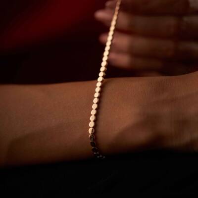 Yuvarlak Plaka Rose Altın Bileklik - 2