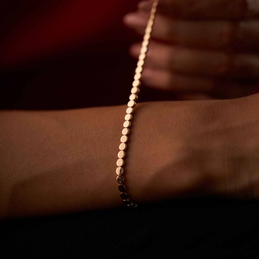 Yuvarlak Plaka Rose Altın Bileklik - Semih Haşhaş Kuyumculuk (1)