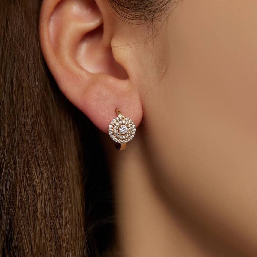 Yuvarlak Taşlı Altın Küpe - Semih Haşhaş Kuyumculuk