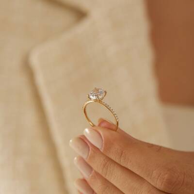 Yuvarlak Tektaş Altın Yüzük - 2